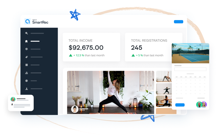 Amilia SmartRec Management App Visual showing the online registration system in action.